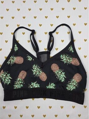 Victorias Secret Pink PINEAPPLES Sports Bra Small Bralette Bra Top Tank